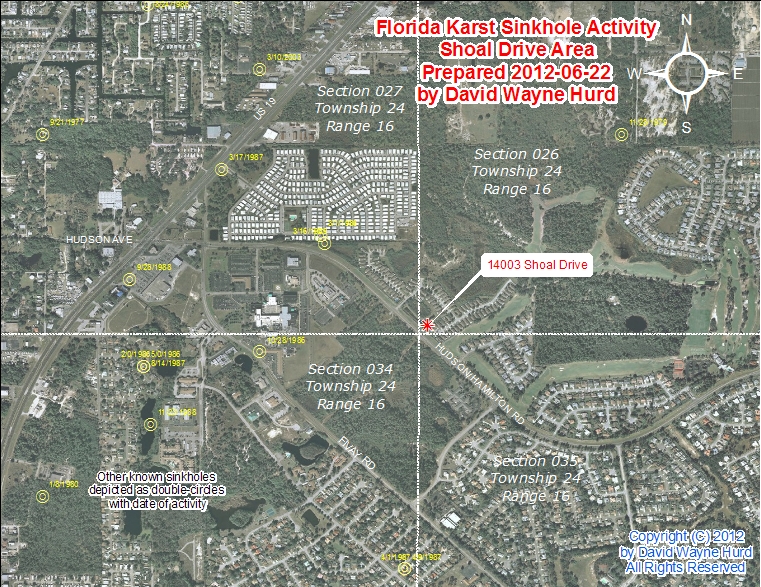 Area Map Shoal Drive Sinkhole Hudson Pasco County Florida