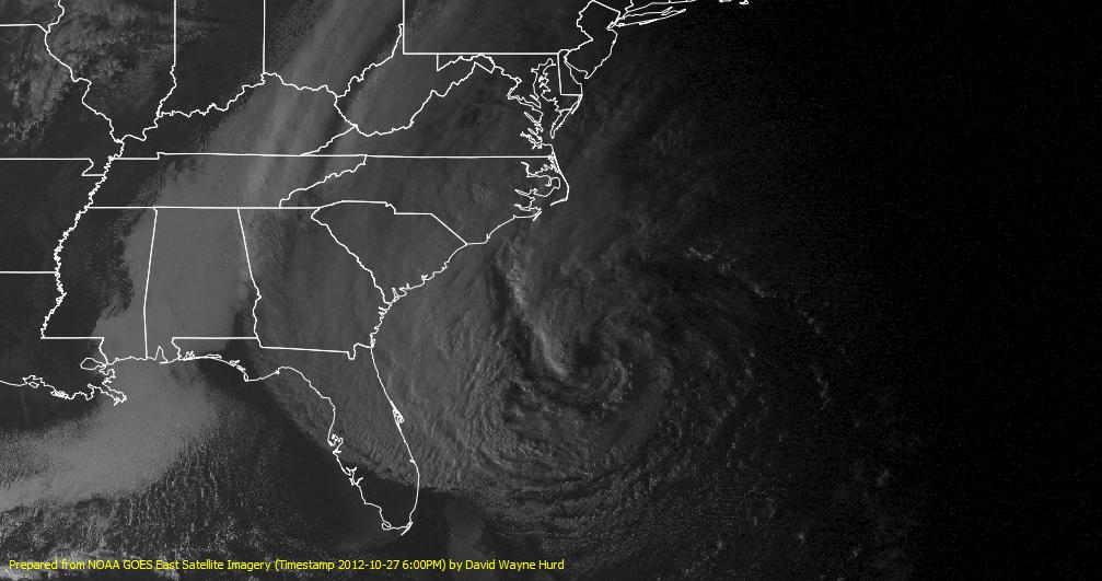 Hurricane Sandy Saturday 6:00PM, Oct. 27, 2012