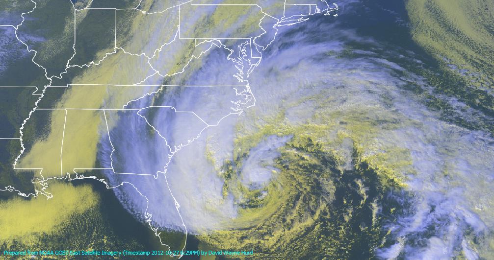 Hurricane Sandy Saturday 6:30PM, Oct. 27, 2012