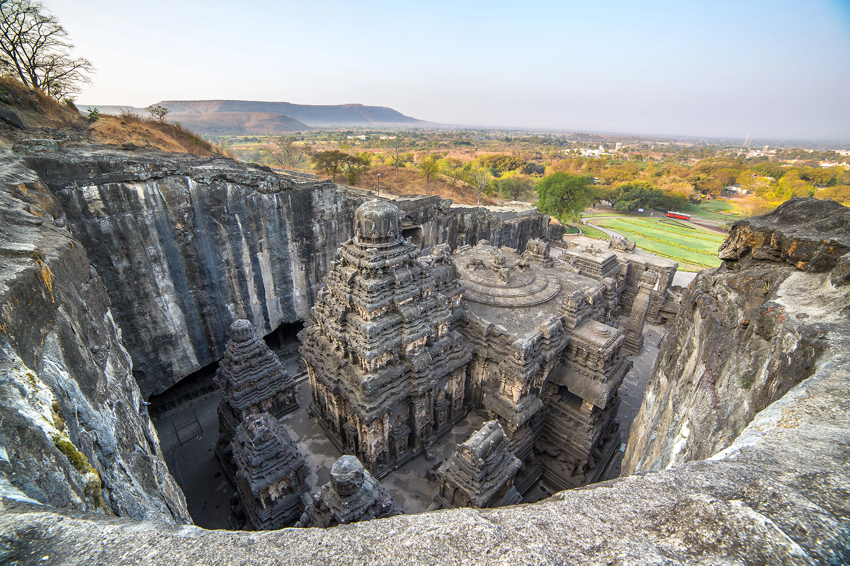 Kailasa Temple, Ellora, India; carved out of the landscape