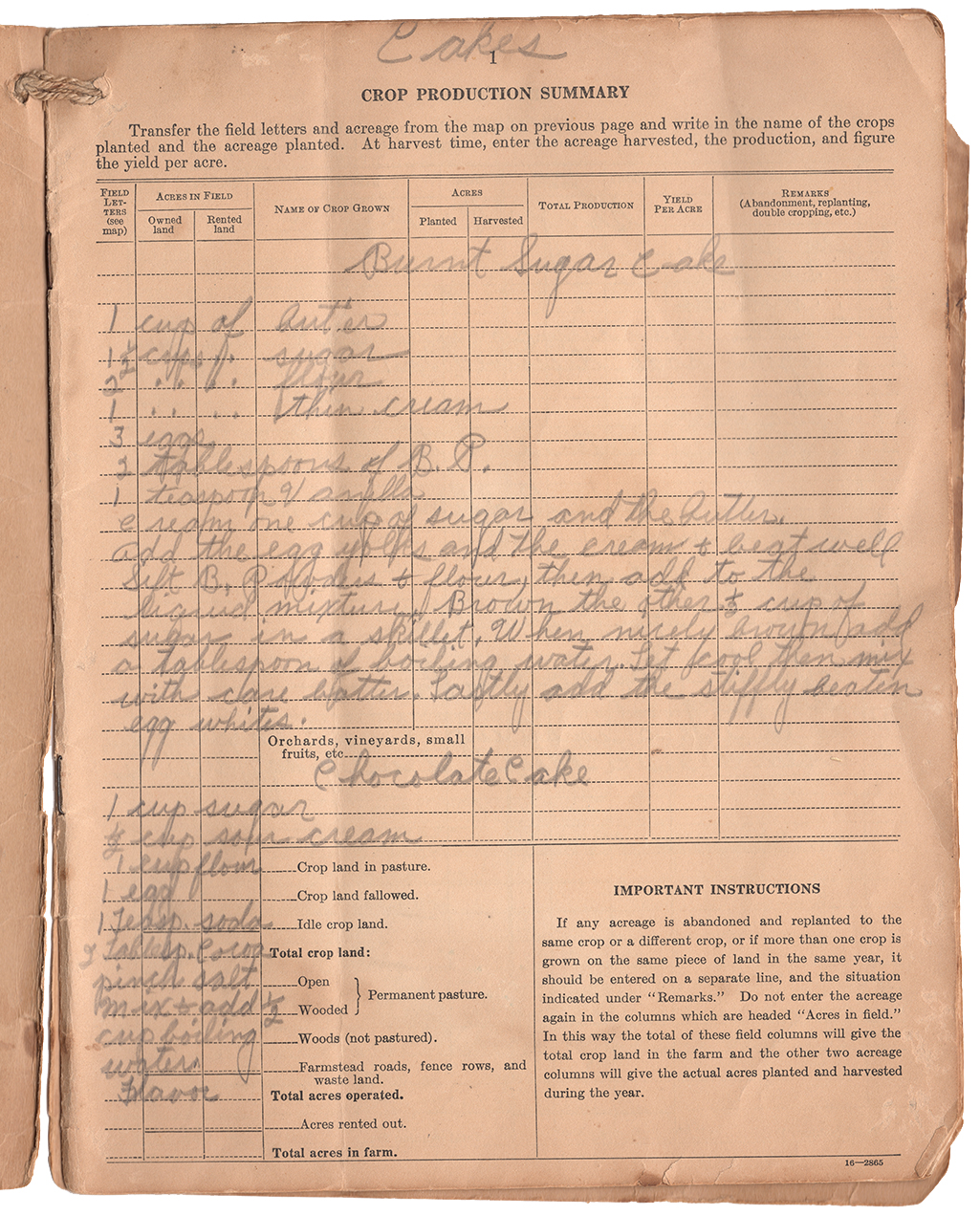 Hotel Stephenson cookbook page